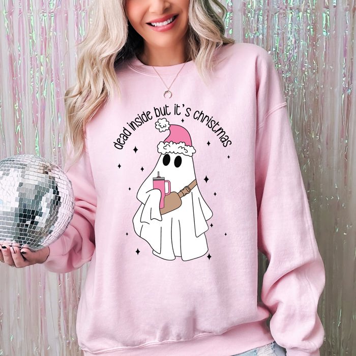 Dead Inside But It's Christmas Ghost Santa Bougie Winter Xmas Holiday Vibes Edition Sweatshirt