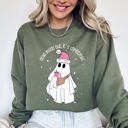 Large Military Green Dead Inside But It's Christmas Ghost Santa Bougie Winter Xmas Holiday Vibes Edition Sweatshirt