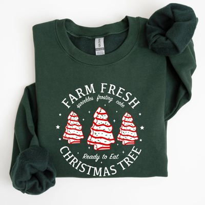 Farm Fresh Christmas Tree, Cake, Winter, Santa, Xmas Collection Graphic Sweatshirt