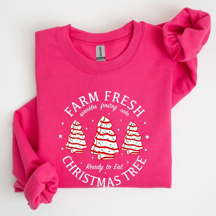 Farm Fresh Christmas Tree, Cake, Winter, Santa, Xmas Collection Graphic Sweatshirt