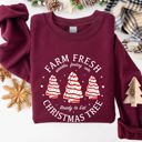 Medium Maroon Farm Fresh Christmas Tree, Cake, Winter, Santa, Xmas Collection Graphic Sweatshirt