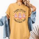 XXL Mustard Farm Fresh Christmas Tree And Cake Winter Santa Xmas Scene With Festive Farmhouse Charm Comfort Colors Tee