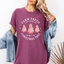 XXXL Berry Red Farm Fresh Christmas Tree And Cake Winter Santa Xmas Scene With Festive Farmhouse Charm Comfort Colors Tee
