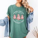Small Light Green Farm Fresh Christmas Tree And Cake Winter Santa Xmas Scene With Festive Farmhouse Charm Comfort Colors Tee
