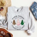 Small Ash Light Gray Farm Fresh Christmas Tree, White And Green Cakes, Winter, Santa, Xmas Sweatshirt