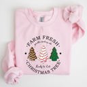 XXXL Light Pink Farm Fresh Christmas Tree, White And Green Cakes, Winter, Santa, Xmas Sweatshirt