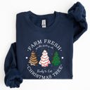 XXXL Navy Farm Fresh Christmas Tree, White And Green Cakes, Winter, Santa, Xmas Sweatshirt