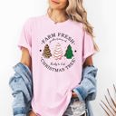 Large Blossom Light Pink Farm Fresh Christmas Tree White And Green Cakes Winter Santa Xmas Vintage Holiday Comfort Colors Tee