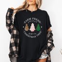 Small Black Farm Fresh Christmas Tree White And Green Cakes Winter Santa Xmas Vintage Holiday Comfort Colors Tee