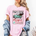 XL Blossom Light Pink Farm Fresh Christmas Trees Vintage Retro Santa Winter Xmas Nostalgic Holiday Comfort Colors Tee