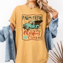 Large Mustard Farm Fresh Christmas Trees Vintage Retro Santa Winter Xmas Nostalgic Holiday Comfort Colors Tee