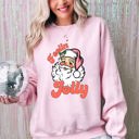 Small Light Pink Feelin Jolly Retro Santa Christmas Classic Vintage Xmas Festive Cozy Warm Sweatshirt