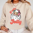 Small Sand Feelin Jolly Retro Santa Christmas Classic Vintage Xmas Festive Cozy Warm Sweatshirt