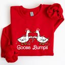 Large Red Goose Fist Bumps Christmas Santa Xmas Festive Seasonal Holiday Cheer Cozy Sweatshirt