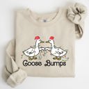 Medium Sand Goose Fist Bumps Christmas Santa Xmas Festive Seasonal Holiday Cheer Cozy Sweatshirt