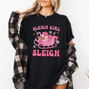 Medium Black Groovy Sleigh Girl Sleigh Christmas Coffee Winter Snow Xmas Holiday Comfort Colors Tee