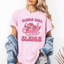 Large Blossom Light Pink Groovy Sleigh Girl Sleigh Christmas Coffee Winter Snow Xmas Holiday Comfort Colors Tee