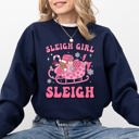  Groovy Sleigh Girl Sleigh Pink Christmas Coffee Xmas Holiday Winter Snow Sweatshirt
