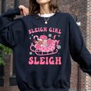XXL Black Groovy Sleigh Girl Sleigh Pink Christmas Coffee Xmas Holiday Winter Snow Sweatshirt