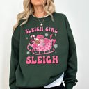 Large Forest Green Groovy Sleigh Girl Sleigh Pink Christmas Coffee Xmas Holiday Winter Snow Sweatshirt