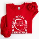  Have A Holly Jolly Christmas Classic Retro Santa Winter Xmas Cozy Vintage Holiday Spirit Sweatshirt