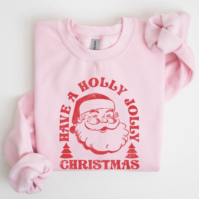 Have A Holly Jolly Christmas Classic Retro Santa Winter Xmas Cozy Vintage Holiday Spirit Sweatshirt