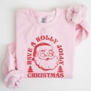 XL Light Pink Have A Holly Jolly Christmas Classic Retro Santa Winter Xmas Cozy Vintage Holiday Spirit Sweatshirt