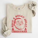XXXL Sand Have A Holly Jolly Christmas Classic Retro Santa Winter Xmas Cozy Vintage Holiday Spirit Sweatshirt