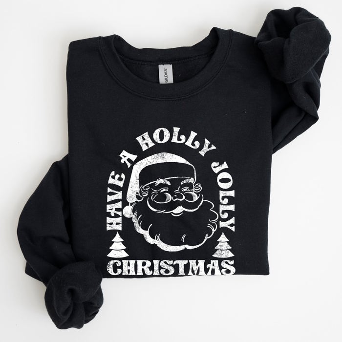 Have A Holly Jolly Christmas Classic Retro Santa Winter Xmas Cozy Vintage Holiday Spirit Sweatshirt