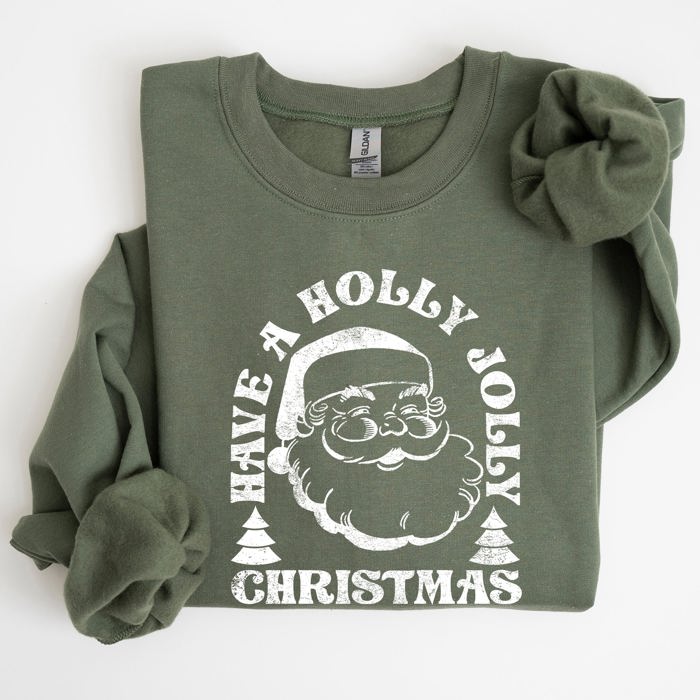 Have A Holly Jolly Christmas Classic Retro Santa Winter Xmas Cozy Vintage Holiday Spirit Sweatshirt