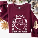 Large Maroon Have A Holly Jolly Christmas Classic Retro Santa Winter Xmas Cozy Vintage Holiday Spirit Sweatshirt