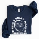 Medium Navy Have A Holly Jolly Christmas Classic Retro Santa Winter Xmas Cozy Vintage Holiday Spirit Sweatshirt