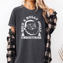 Large Pepper Dark Gray Have A Holly Jolly Christmas Holiday Classic Retro Santa Winter Xmas Comfort Colors Tee