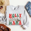 Small Ash Light Gray Holly Jolly Mama Christmas Winter Santa Xmas Cozy Holiday Family Gatherings Festive Cheer Sweatshirt