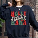 XXXL Black Holly Jolly Mama Christmas Winter Santa Xmas Cozy Holiday Family Gatherings Festive Cheer Sweatshirt