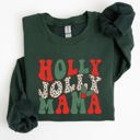 Large Forest Green Holly Jolly Mama Christmas Winter Santa Xmas Cozy Holiday Family Gatherings Festive Cheer Sweatshirt
