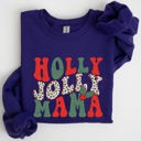Small Purple Holly Jolly Mama Christmas Winter Santa Xmas Cozy Holiday Family Gatherings Festive Cheer Sweatshirt
