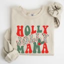 Medium Sand Holly Jolly Mama Christmas Winter Santa Xmas Cozy Holiday Family Gatherings Festive Cheer Sweatshirt