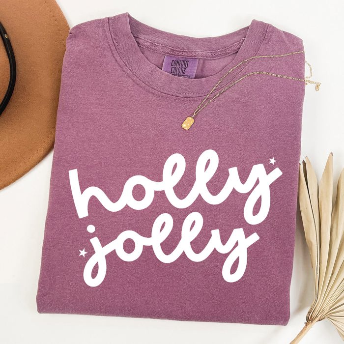 Holly Jolly Retro Christmas Classic Winter Santa Xmas Holiday Cheer Comfort Colors Tee