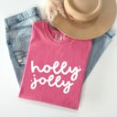 Small Crunchberry Pink Holly Jolly Retro Christmas Classic Winter Santa Xmas Holiday Cheer Comfort Colors Tee
