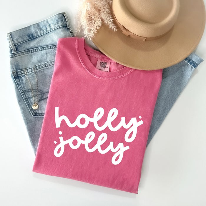 Holly Jolly Retro Christmas Classic Winter Santa Xmas Holiday Cheer Comfort Colors Tee