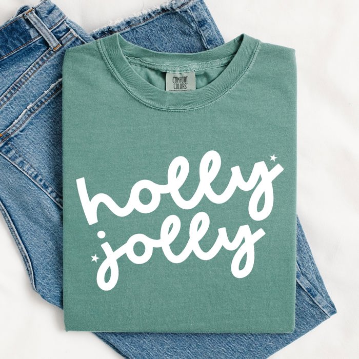 Holly Jolly Retro Christmas Classic Winter Santa Xmas Holiday Cheer Comfort Colors Tee