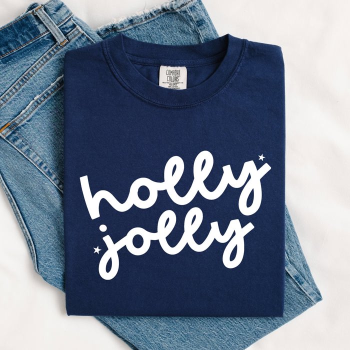 Holly Jolly Retro Christmas Classic Winter Santa Xmas Holiday Cheer Comfort Colors Tee