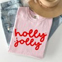 XXL Blossom Light Pink Holly Jolly Retro Christmas Classic Winter Santa Xmas Holiday Cheer Comfort Colors Tee