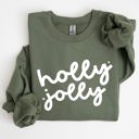 Large Military Green Holly Jolly Retro Christmas Classic Winter Santa Xmas Holiday Edition Sweatshirt