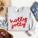 XXXL Ash Light Gray Holly Jolly Retro Christmas Classic Winter Santa Xmas Holiday Edition Sweatshirt