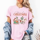 Medium Blossom Light Pink Howdy Christmas Cowboy Santa Western Sleigh Horse Country Xmas Comfort Colors Tee