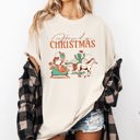 Large Ivory Cream Howdy Christmas Cowboy Santa Western Sleigh Horse Country Xmas Comfort Colors Tee