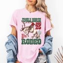 Medium Blossom Light Pink Jingle Horse Rodeo Christmas Cowboy Santa Xmas Western Holiday Country Festive Vintage Comfort Colors Tee