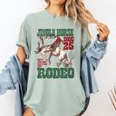 XXL Bay Light Sage Jingle Horse Rodeo Christmas Cowboy Santa Xmas Western Holiday Country Festive Vintage Comfort Colors Tee